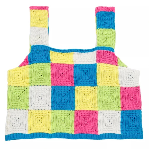 Design History Other - CROCHET CHECKERED TOP IN ISLAND BLUE